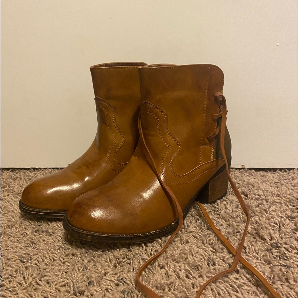 Brown lace up ankle boots